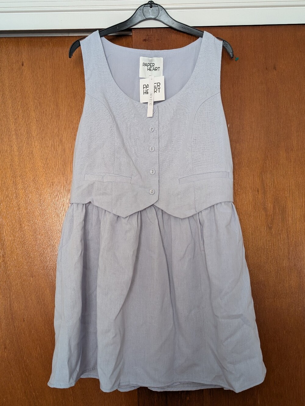 Paper Heart Light Gray Sleeveless Mini Dress